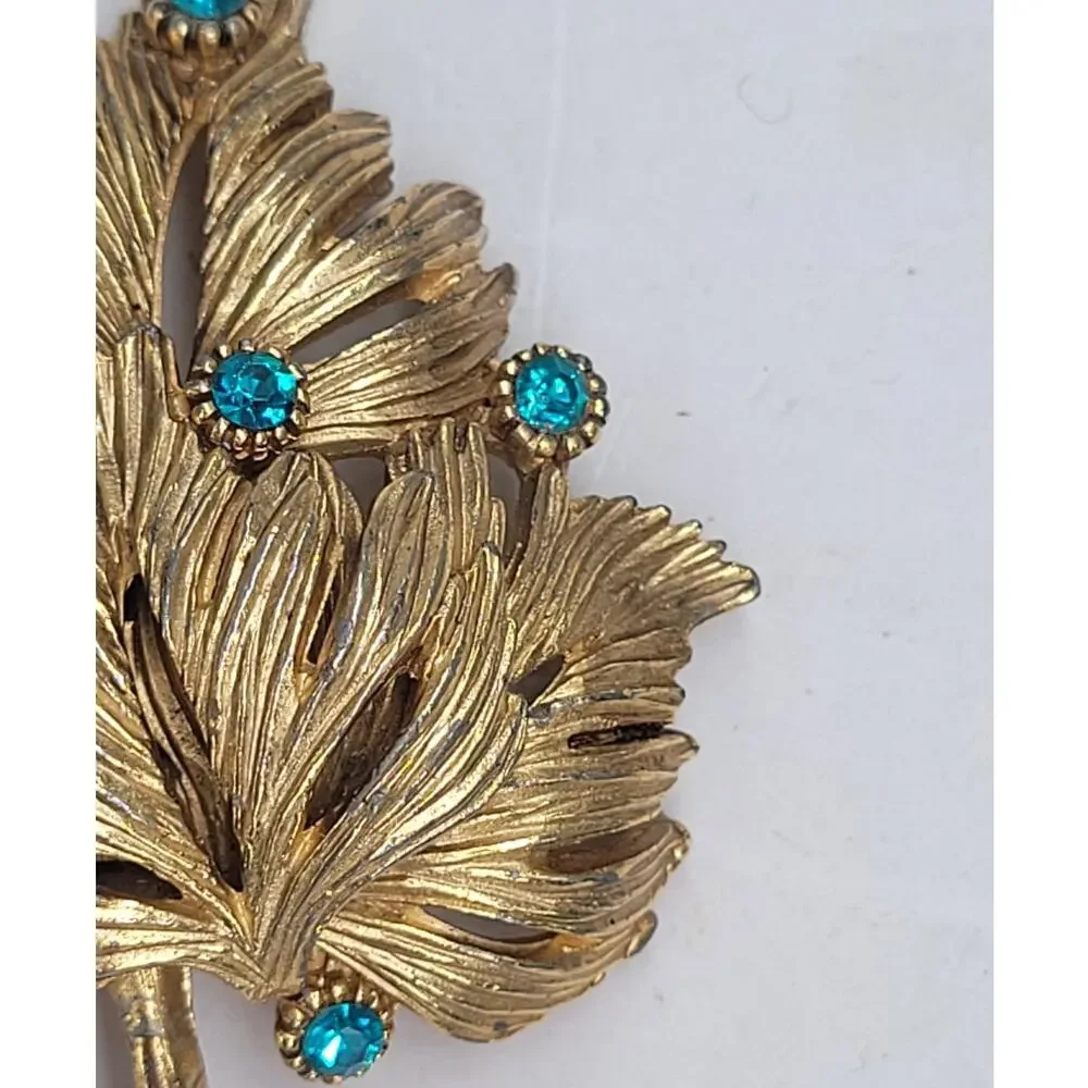 Signed Sphinx Green Rhinestone Brooch Rich Aunt Regal Glam Jewelry